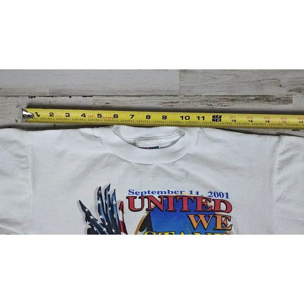 Vintage 9/11 United We Stand Tribute T-Shirt Kids M(10-12) Short Sleeve JERZEES
